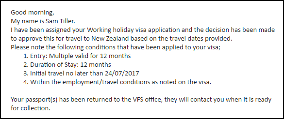 Yeni Zelanda Working Holiday Vizesi Başvuru Sonucu