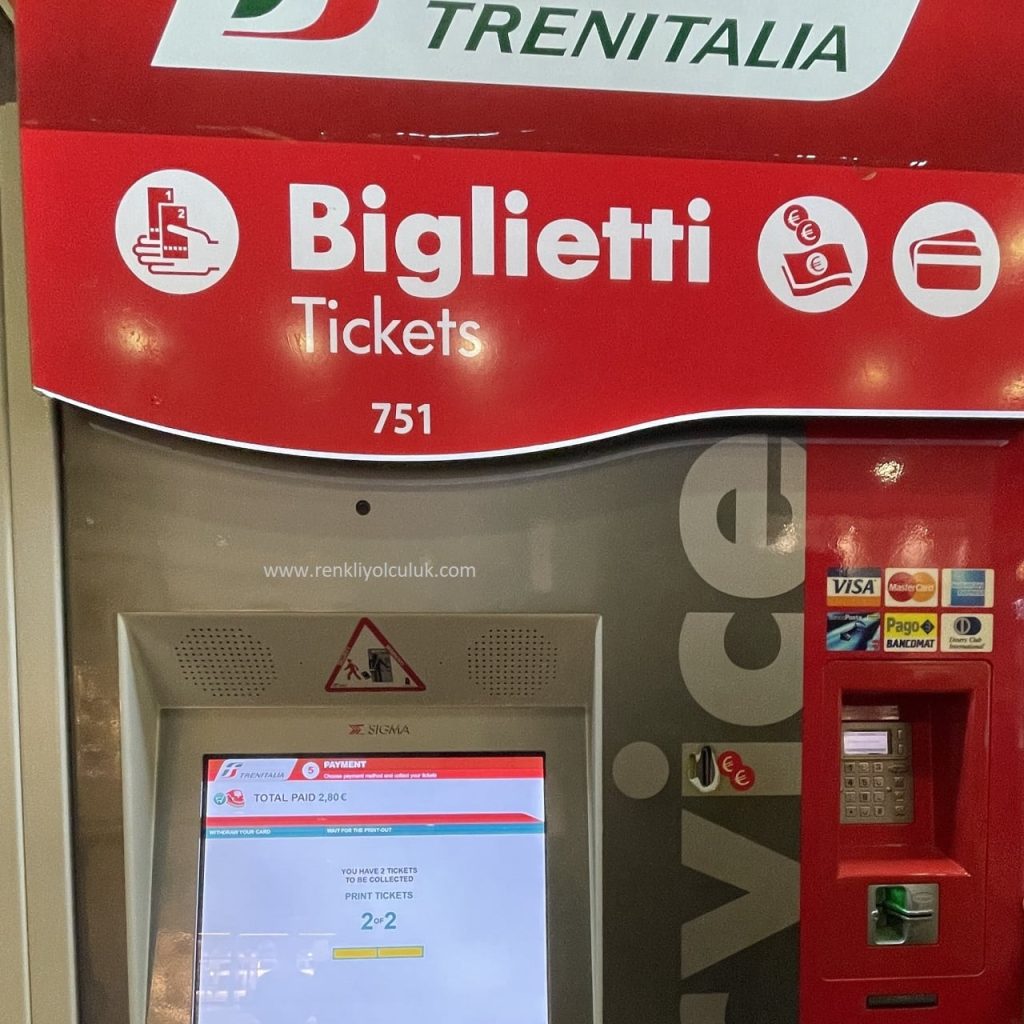 italya tren bileti alma makinesi